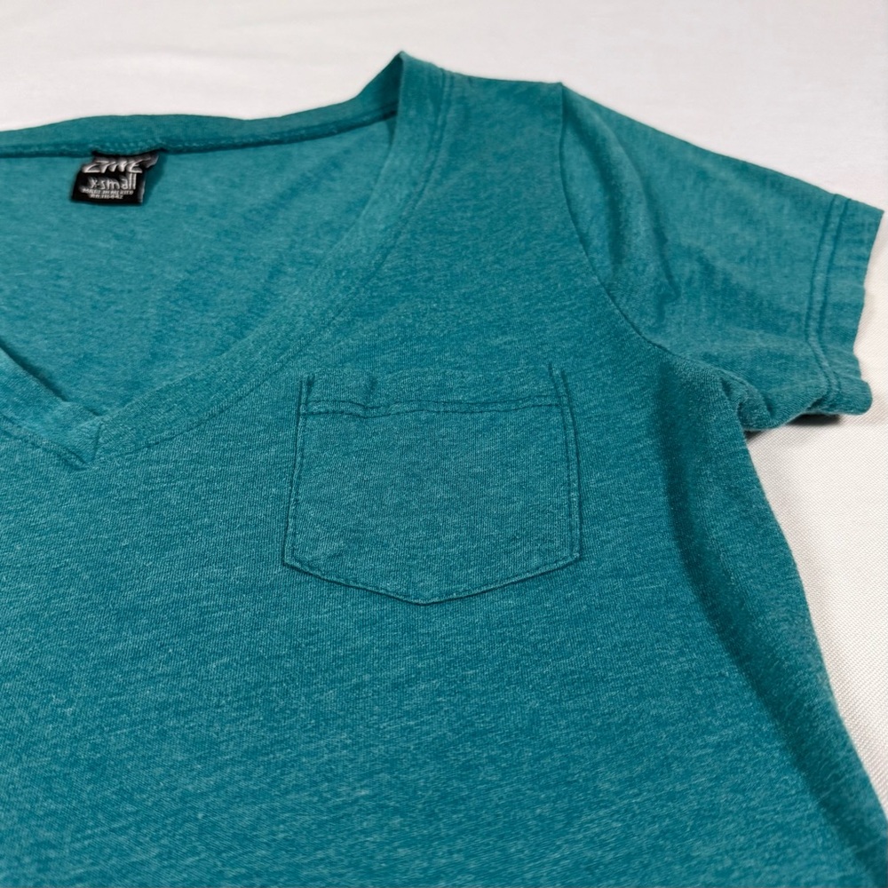 Zine Teal V-Neck Short Sleeve Tee - Picture 6 of 10